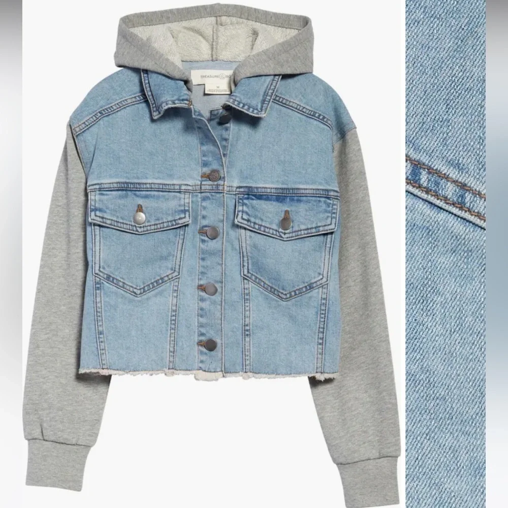 Treasure And Bond Kid's Denim & Fleece Hooded Jacket!